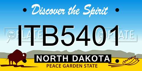 ITB5401 North Dakota License Plate