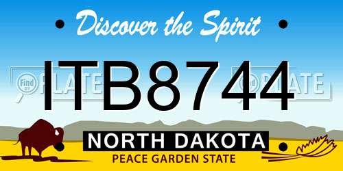 ITB8744 North Dakota License Plate