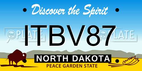 ITBV87 North Dakota License Plate
