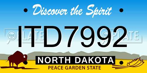 ITD7992 North Dakota License Plate