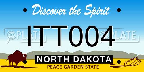 ITT004 North Dakota License Plate