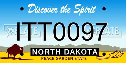 ITT0097 North Dakota License Plate