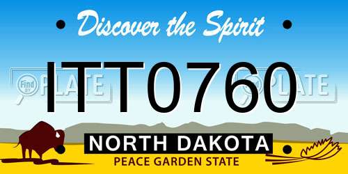 ITT0760 North Dakota License Plate