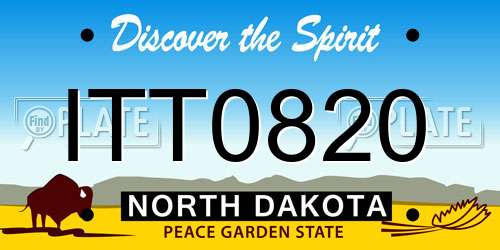 ITT0820 North Dakota License Plate
