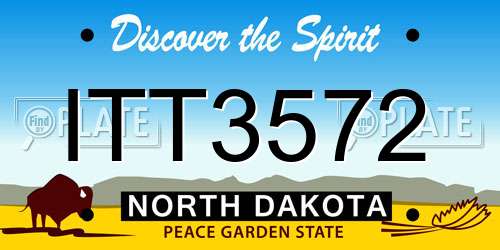 ITT3572 North Dakota License Plate