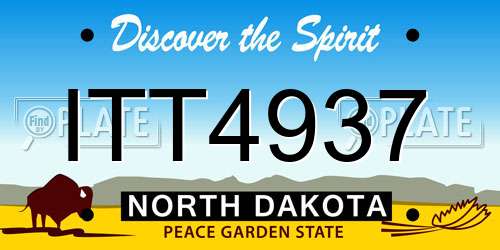 ITT4937 North Dakota License Plate