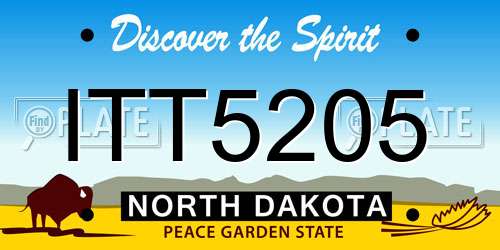 ITT5205 North Dakota License Plate