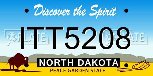 ITT5208 North Dakota License Plate