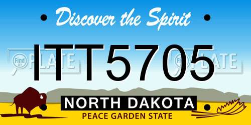 ITT5705 North Dakota License Plate