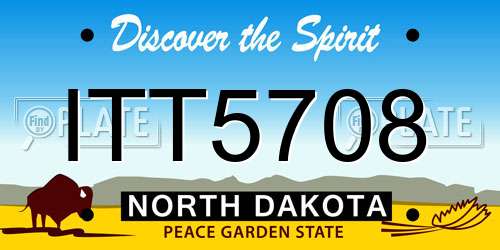ITT5708 North Dakota License Plate