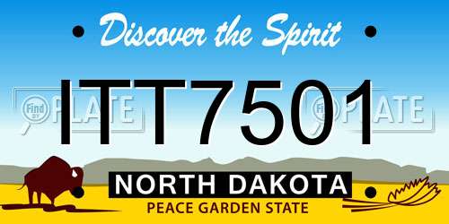 ITT7501 North Dakota License Plate