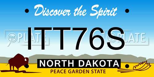 ITT76S North Dakota License Plate