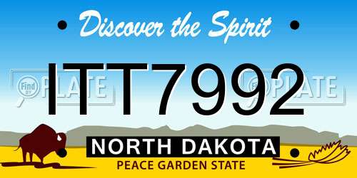 ITT7992 North Dakota License Plate