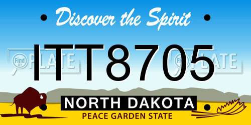 ITT8705 North Dakota License Plate