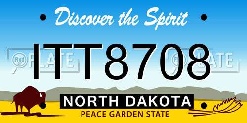 ITT8708 North Dakota License Plate