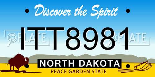 ITT8981 North Dakota License Plate