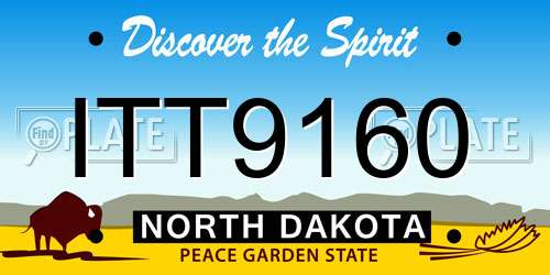 ITT9160 North Dakota License Plate