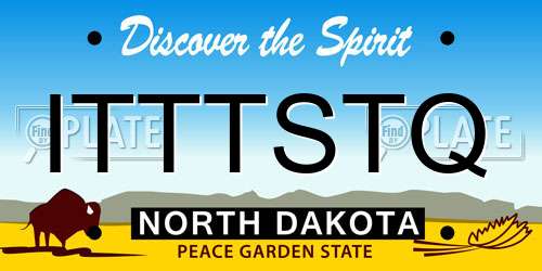 ITTTSTQ North Dakota License Plate