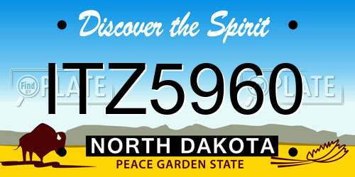 ITZ5960 North Dakota License Plate