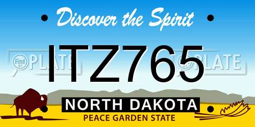 ITZ765 North Dakota License Plate