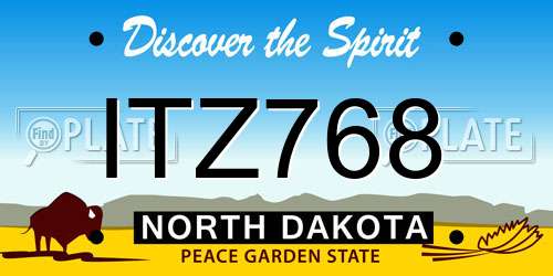 ITZ768 North Dakota License Plate