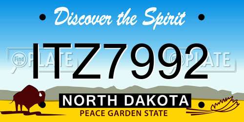 ITZ7992 North Dakota License Plate