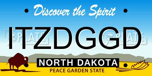 ITZDGGD North Dakota License Plate