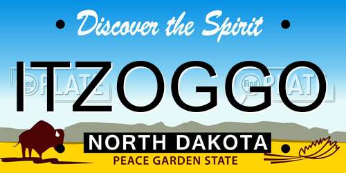ITZOGGO North Dakota License Plate