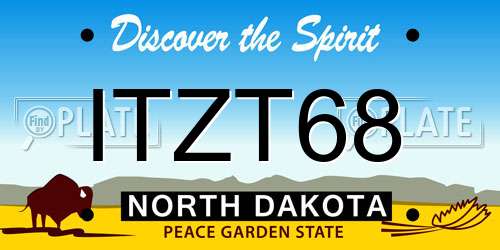 ITZT68 North Dakota License Plate