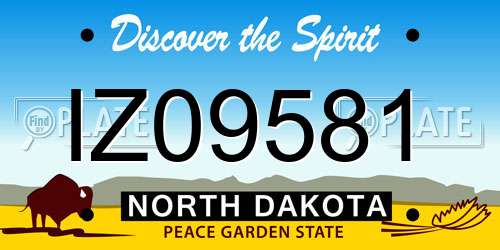 IZ09581 North Dakota License Plate