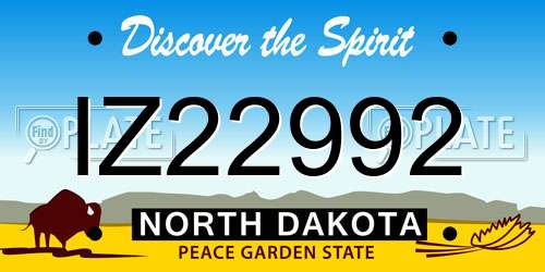 IZ22992 North Dakota License Plate