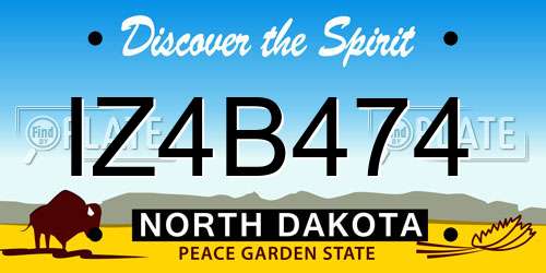 IZ4B474 North Dakota License Plate
