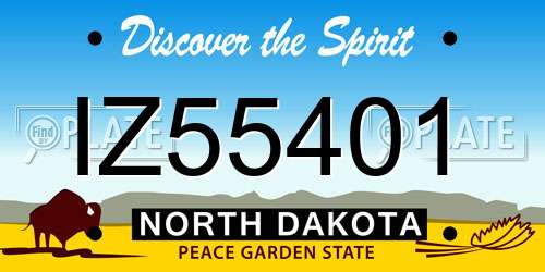 IZ55401 North Dakota License Plate