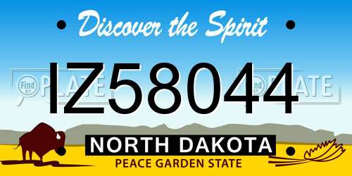IZ58044 North Dakota License Plate
