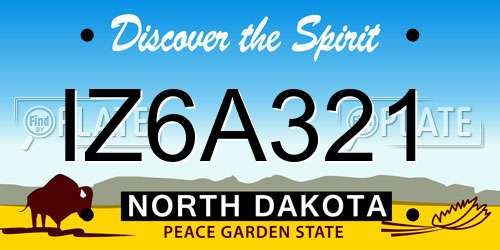IZ6A321 North Dakota License Plate