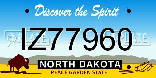 IZ77960 North Dakota License Plate