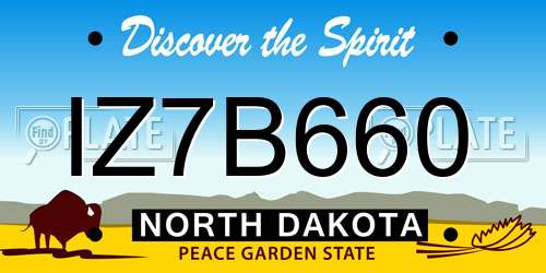 IZ7B660 North Dakota License Plate