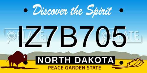 IZ7B705 North Dakota License Plate