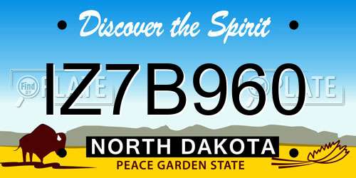 IZ7B960 North Dakota License Plate