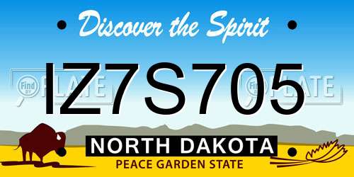 IZ7S705 North Dakota License Plate