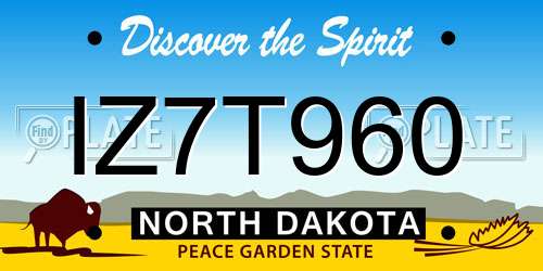 IZ7T960 North Dakota License Plate