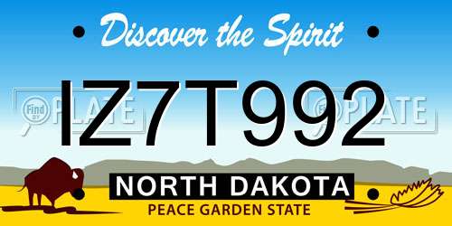 IZ7T992 North Dakota License Plate