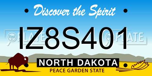 IZ8S401 North Dakota License Plate