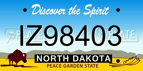 IZ98403 North Dakota License Plate