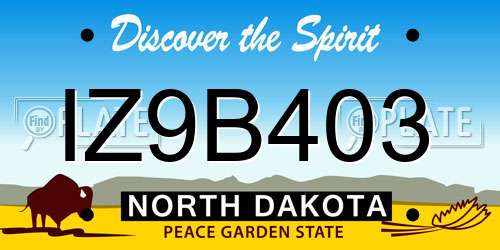 IZ9B403 North Dakota License Plate