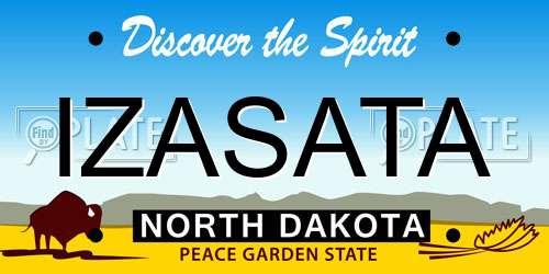 IZASATA North Dakota License Plate