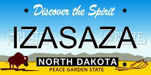 IZASAZA North Dakota License Plate