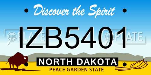 IZB5401 North Dakota License Plate