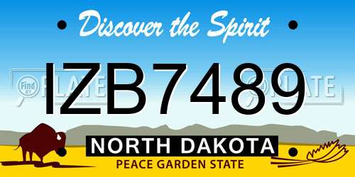 IZB7489 North Dakota License Plate