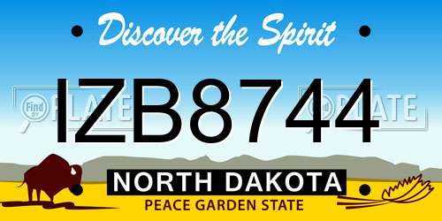 IZB8744 North Dakota License Plate